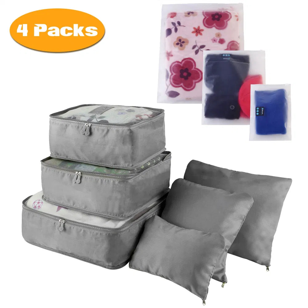 Packing cube set shown in assorted colors