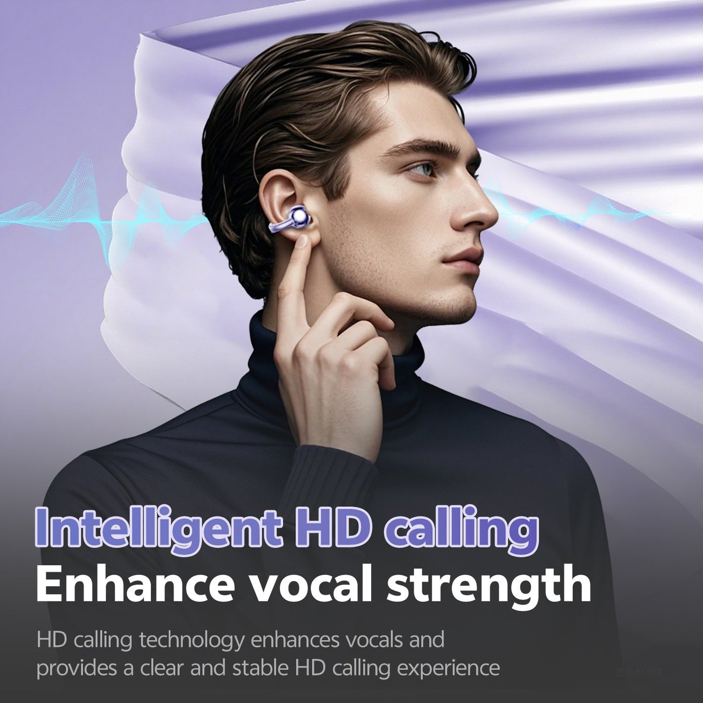 Clip on Earbuds Bluetooth 5.4, Open Ear earbuds Wireless with Mic, Lightweight Comfort, Small-Ear Friendly Bluetooth Earbuds, 60H Sport Ear Buds, IP7 Waterproof Noise Cancelling Headphones, Purple