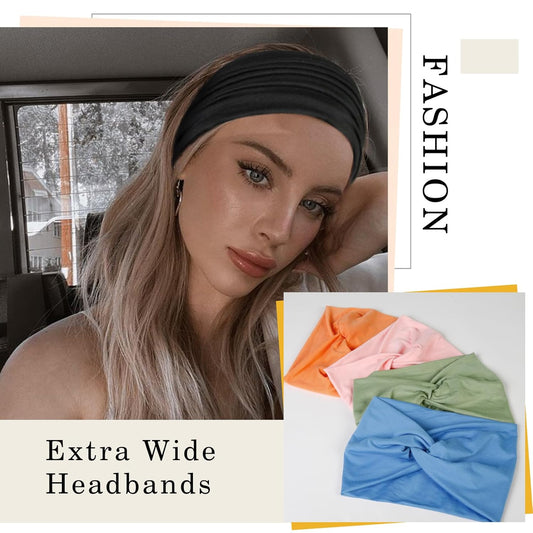4Pcs/Set Boho Twisted Knot Headband For Women 7''