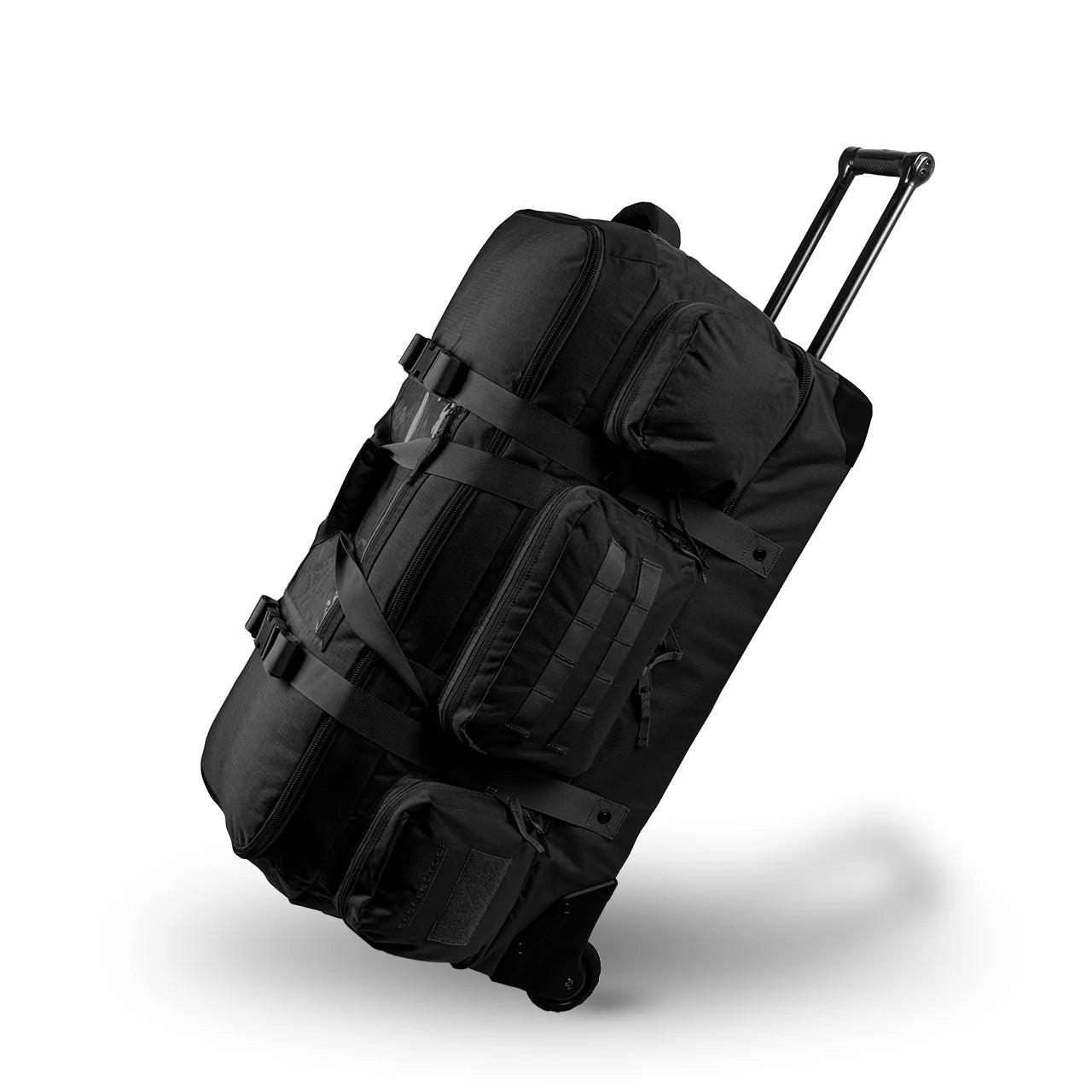 Eberlestock Atlas Tactical Duffel Bag in black with rain fly and locking zippers