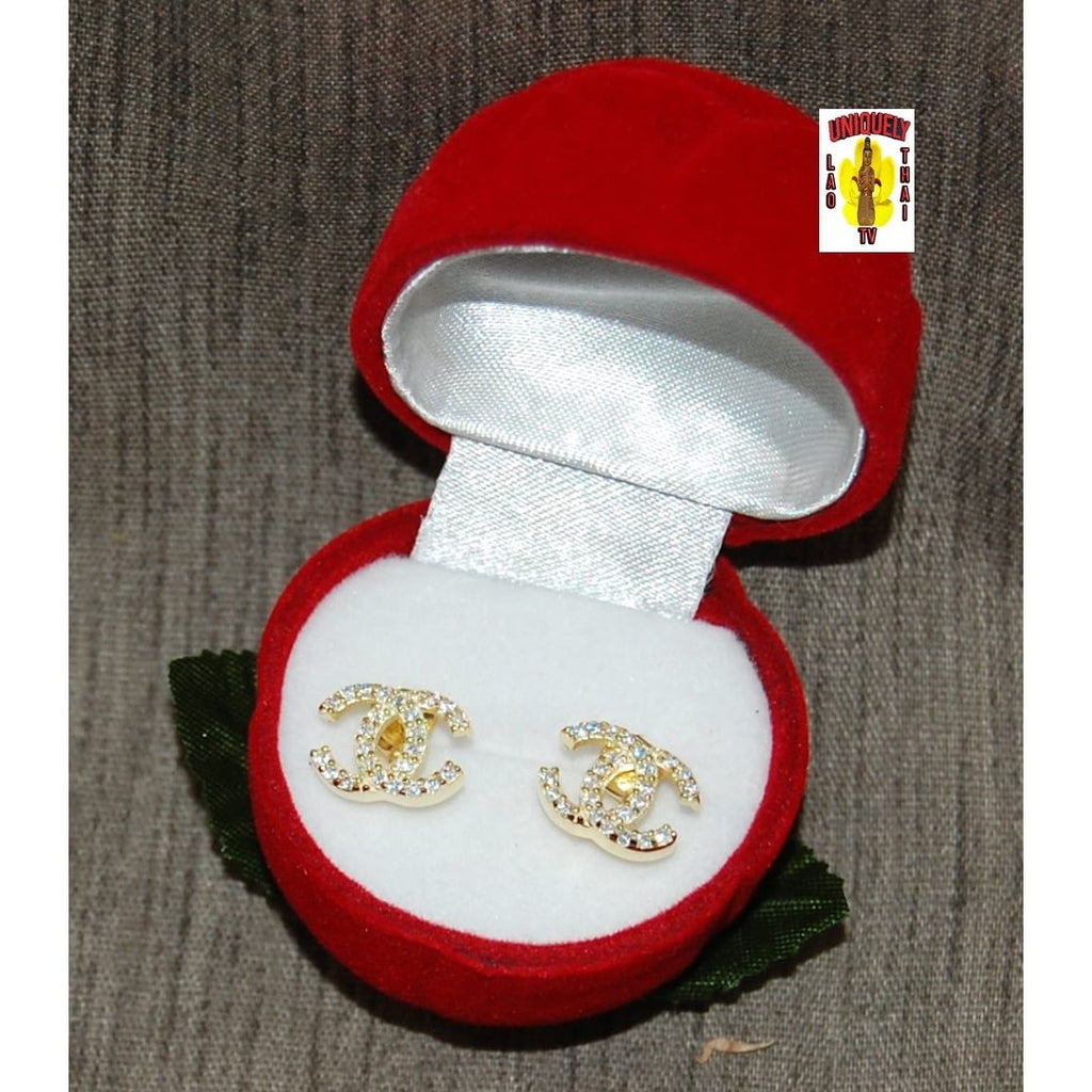 Plated CC Stud Earring