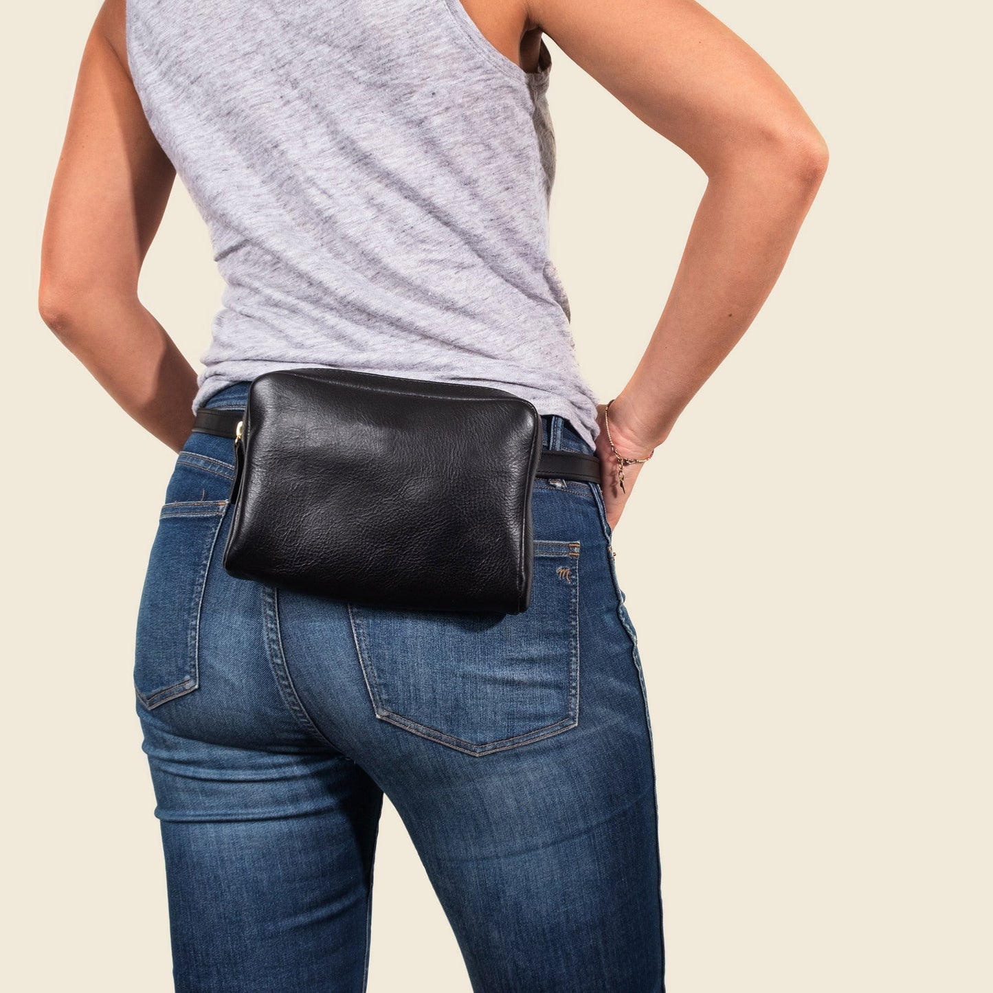 Leather Fanny Pack - Black