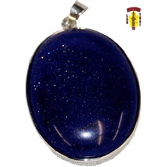 Dark Blue Sparkly Sandstone Pendant 1-3/4"