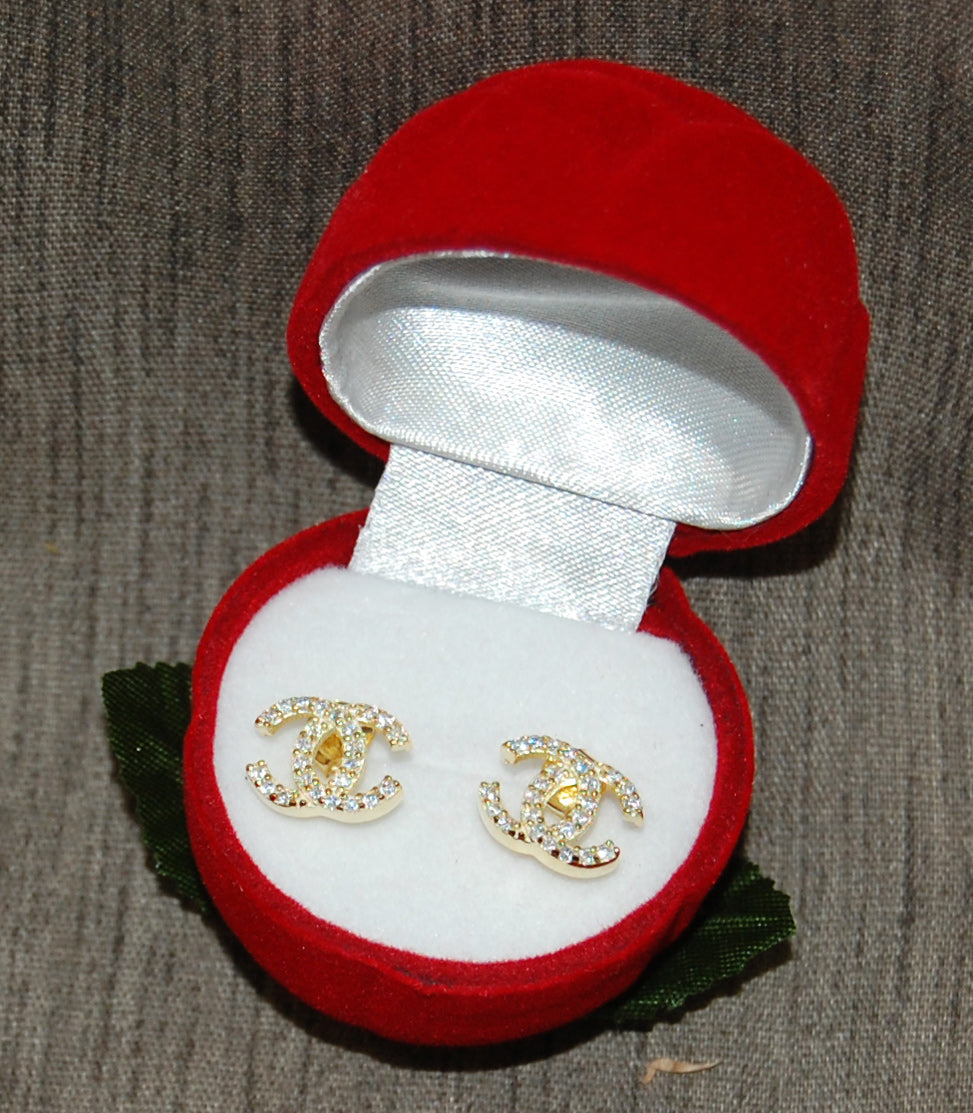 Plated CC Stud Earring