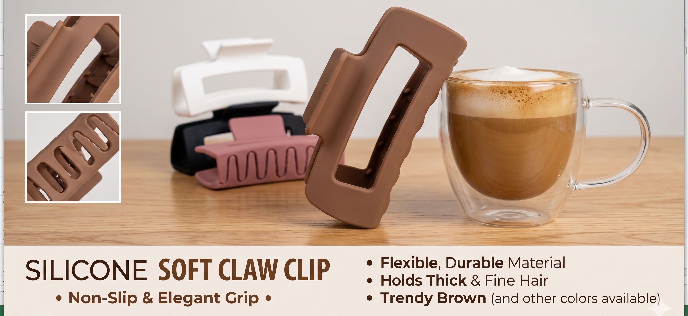Silicone Soft Claw Clip Nonslip Elegant Hair Clip Flexible Trendy Hair Accessories for Thick Or Fine Hair