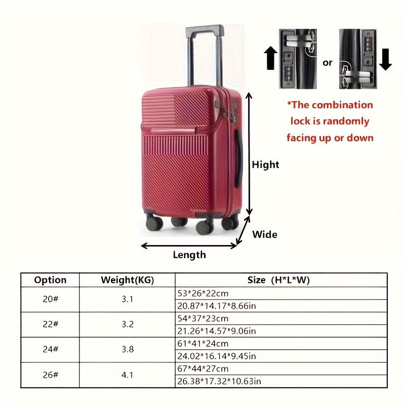 Carry On Luggage Hard Shell Spinner Suitcase USB TSA Lock Front Pocket Travel Bag
