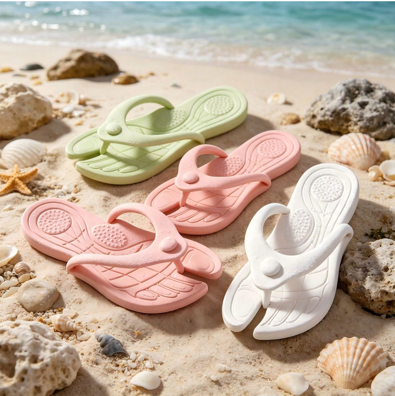 1 Pair Mini Foldable Travel Slippers, High Elastic Soft Sole Anti-Slip Breathable Unisex Hotel Bathroom Beach Portable Massage Flip Flops