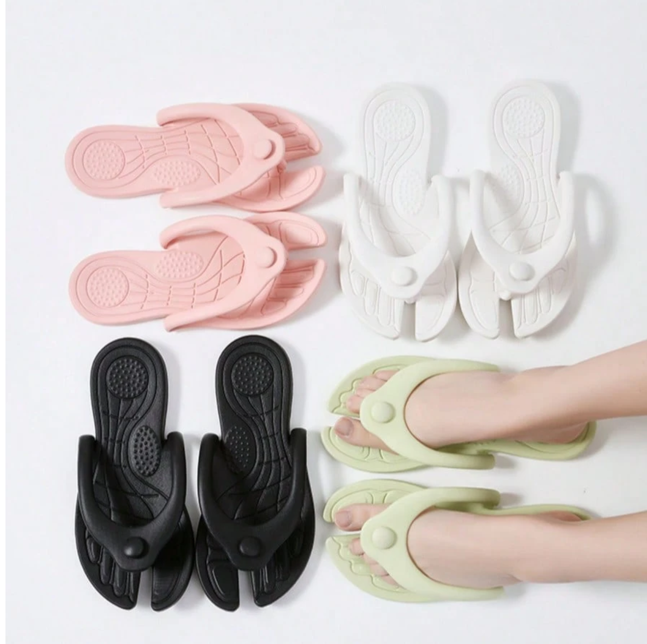 1 Pair Mini Foldable Travel Slippers, High Elastic Soft Sole Anti-Slip Breathable Unisex Hotel Bathroom Beach Portable Massage Flip Flops