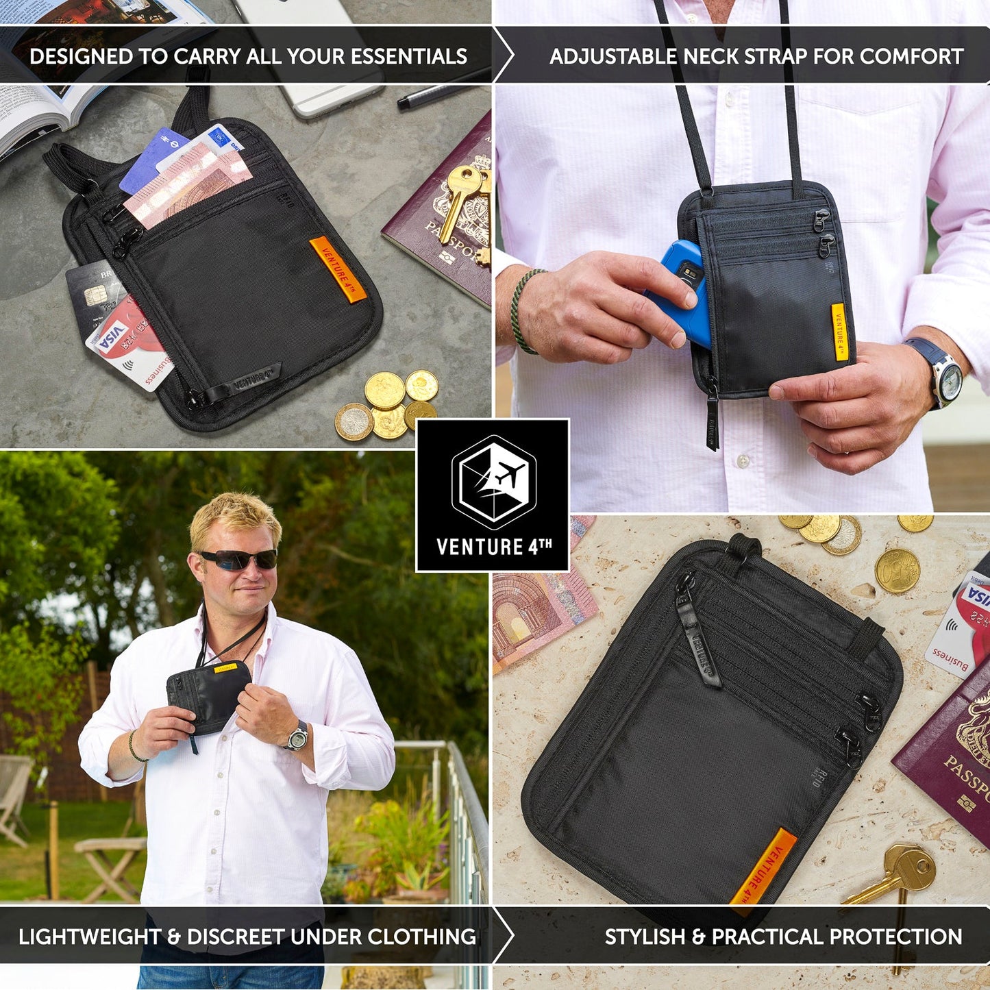 Slim Minimalist Design Travel Neck Wallet
