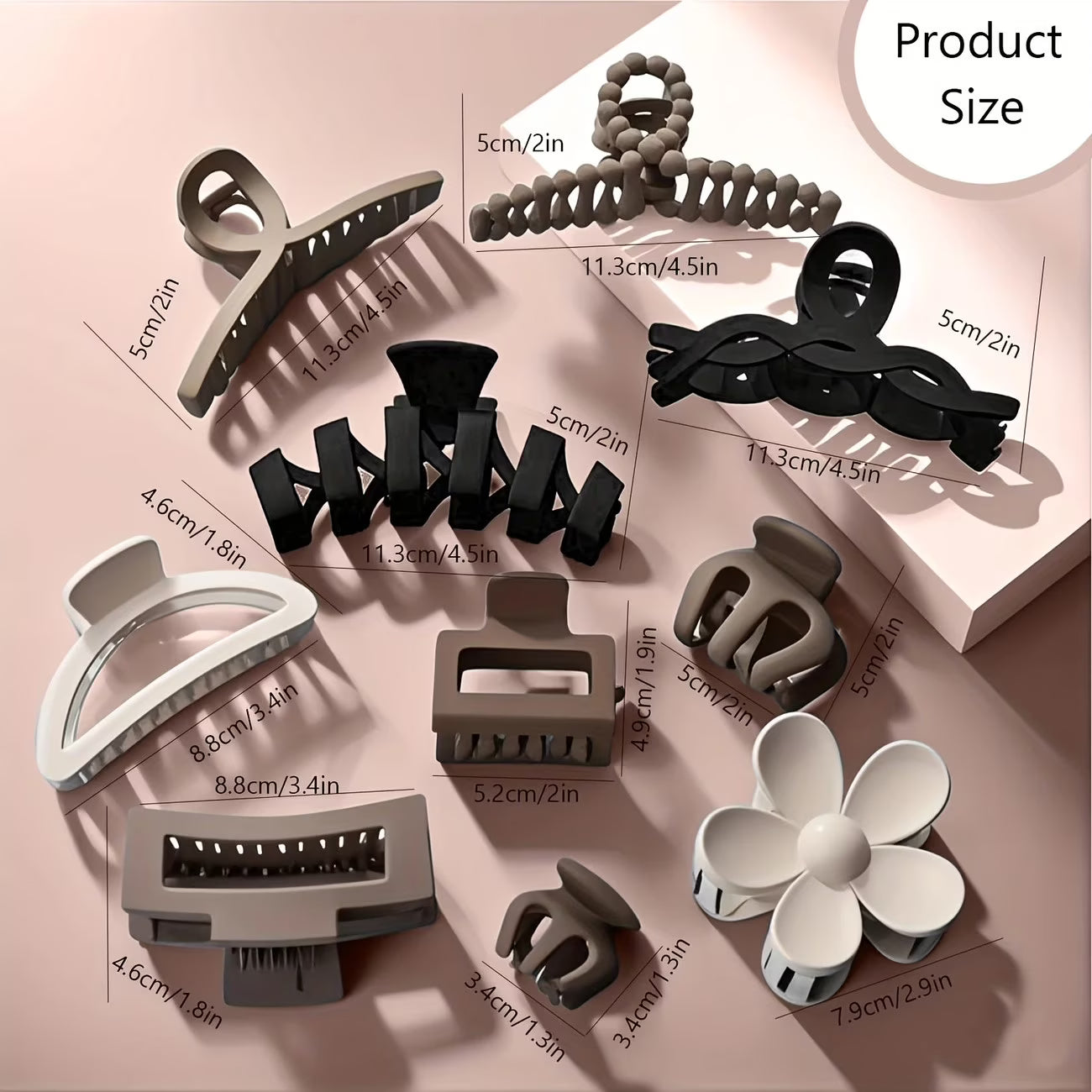 Claw Clips for Thick Thin Curly Hair, 10 Pack Big Hair Claw Large Hair Clips Non-Slip Accessories for Women Girls (Large Size) - 10 Color Options