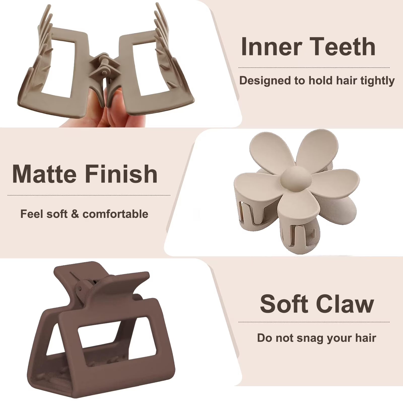 Claw Clips for Thick Thin Curly Hair, 10 Pack Big Hair Claw Large Hair Clips Non-Slip Accessories for Women Girls (Large Size) - 10 Color Options