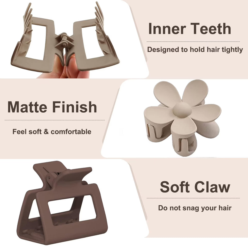 Claw Clips for Thick Thin Curly Hair, 10 Pack Big Hair Claw Large Hair Clips Non-Slip Accessories for Women Girls (Large Size) - 10 Color Options