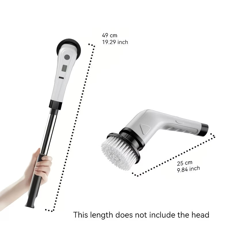 Multifunctional Electric Spin Scrubber Cleaning Brush, 7-In-1 Cleaning Brush, Adjustable Speeds 7 Replaceable Heads, Dual-Speed And Detachable Telescopic Handle, Suitable for Kitchen, Living Room And Bathroom