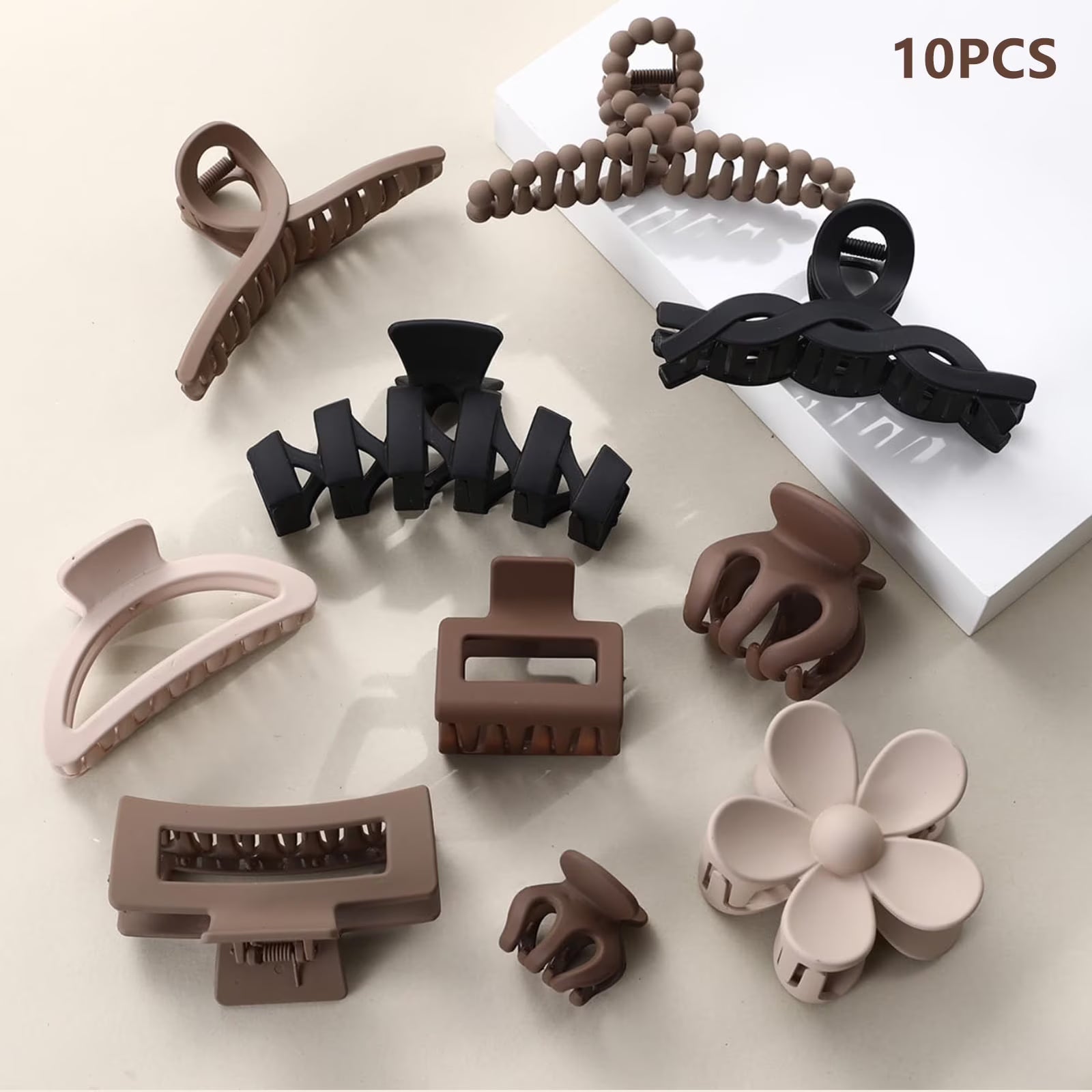Claw Clips for Thick Thin Curly Hair, 10 Pack Big Hair Claw Large Hair Clips Non-Slip Accessories for Women Girls (Large Size) - 10 Color Options