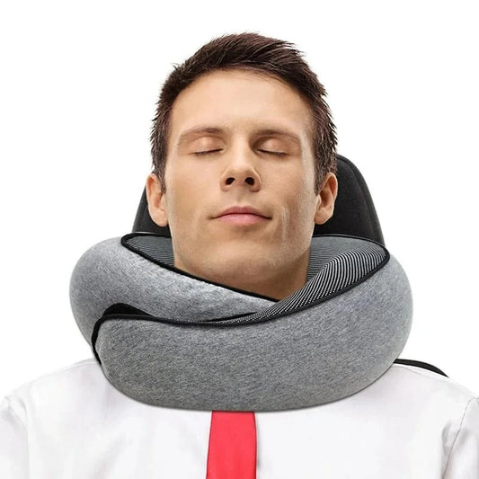 Washable Modal Cover Memory Foam Travel Pillow – Neck Support for Airplane Comfort